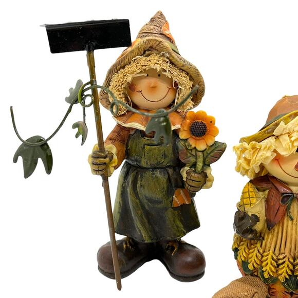 Scarecrow Shelf Sitter Figurine Set 3 Harvest Fall Thanksgiving Decor Charming - Picture 4 of 15